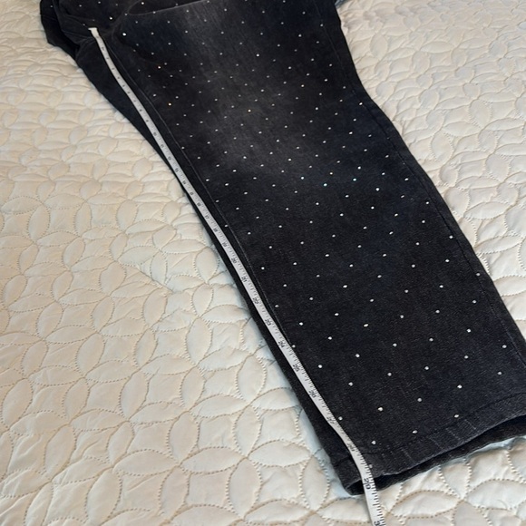Rebecca Minkoff Jeans Women 18W Crystal Embellished Straight Stretch Faded Black - Picture 13 of 13